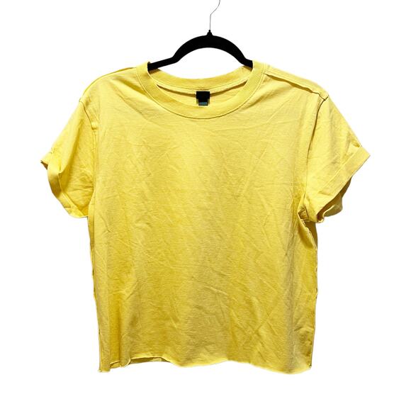 Wild Fable Yellow Short Sleeve Cut Off Crop Top Cropped T-Shirt Size Small - Picture 1 of 6